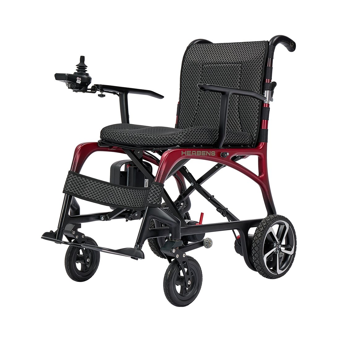 CF-01 carbon-fiber folding electric wheelchair with a red frame